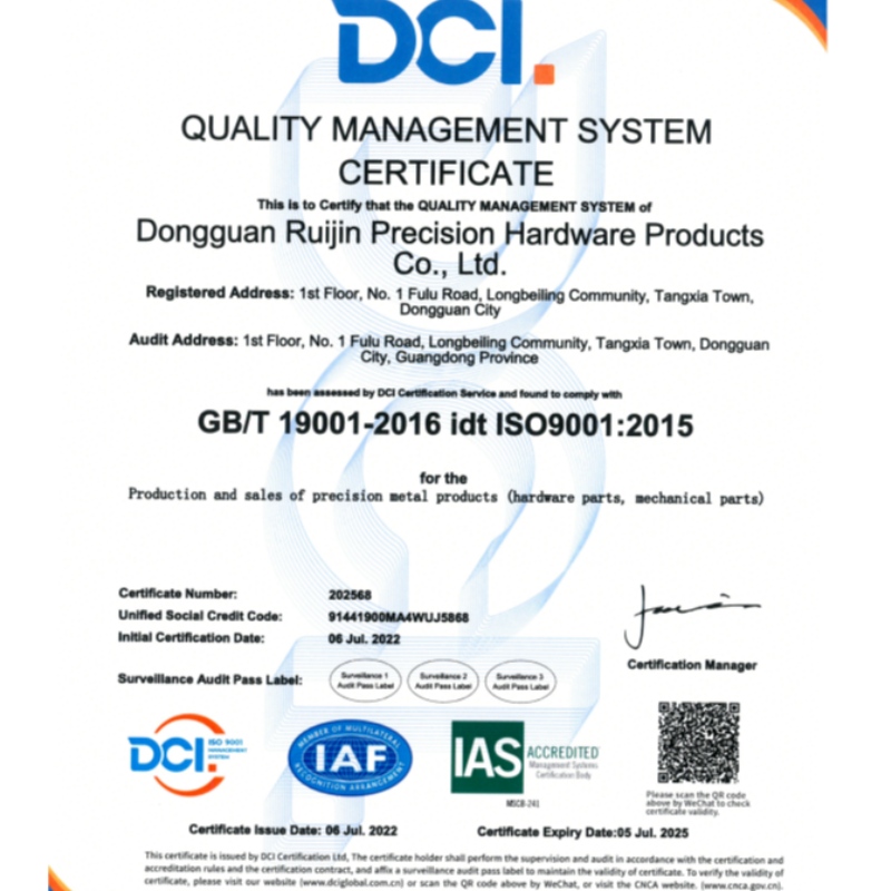 Osvědčení o certifikaci systému kvality ISO9001